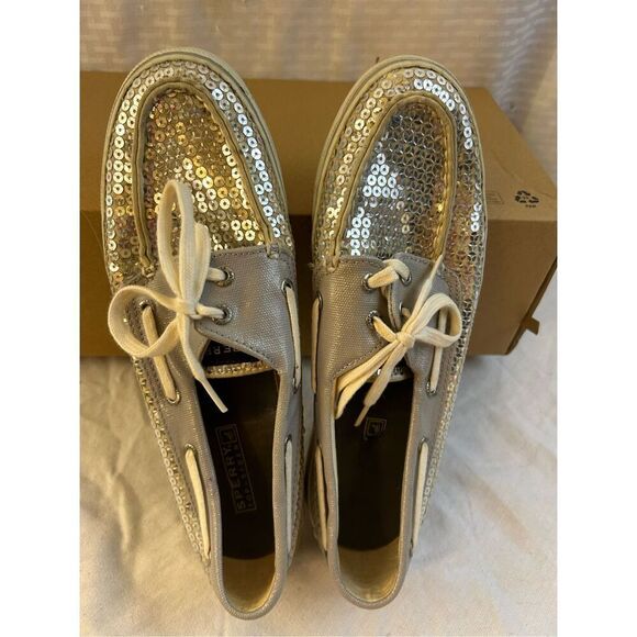 Sperry Topsider loafers silver sequins womens 8 - Picture 3 of 6